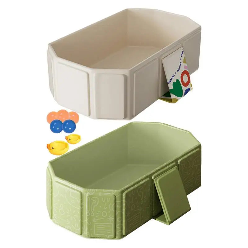 “Splash, play, and clean! 🛁🦆 Foldable kids bathtub with balls & ducks for endless fun.”