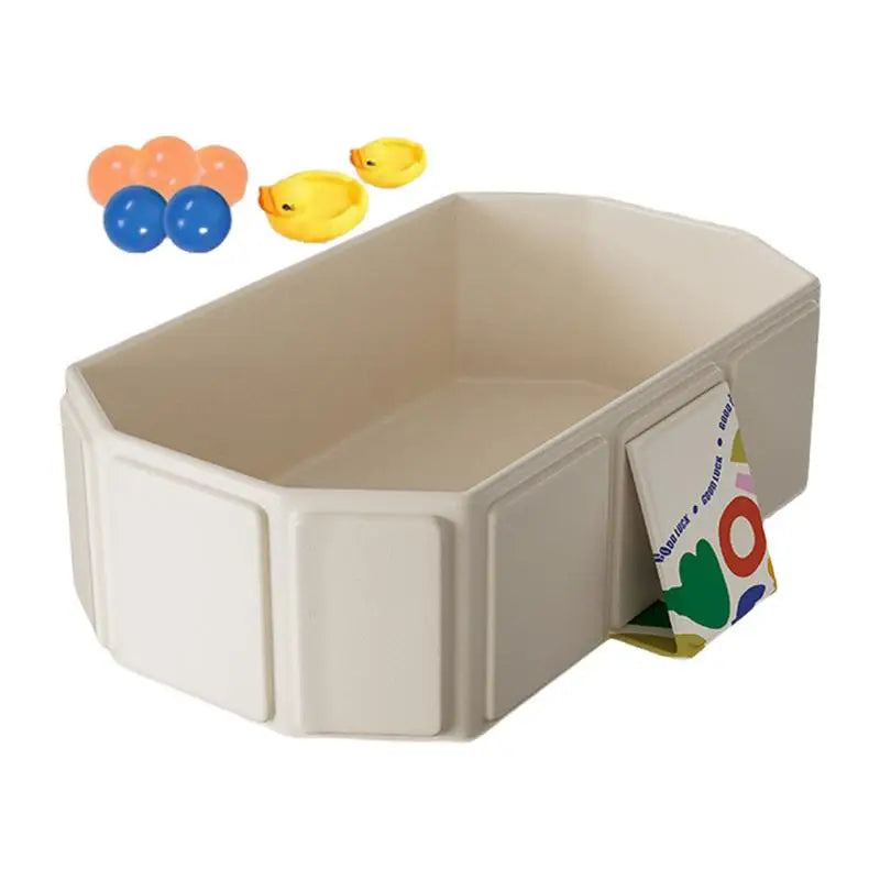 “Splash, play, and clean! 🛁🦆 Foldable kids bathtub with balls & ducks for endless fun.”