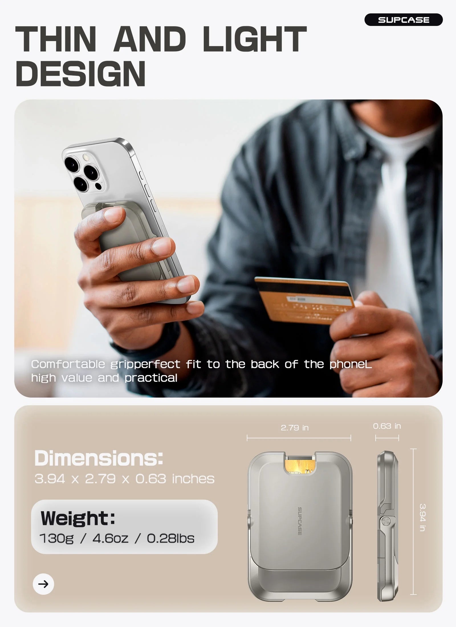 MagSafe Wallet with Stand, RFID Blocking Card Holder, Strong Magnetic Lock, Fits iPhone 12β16, Gray