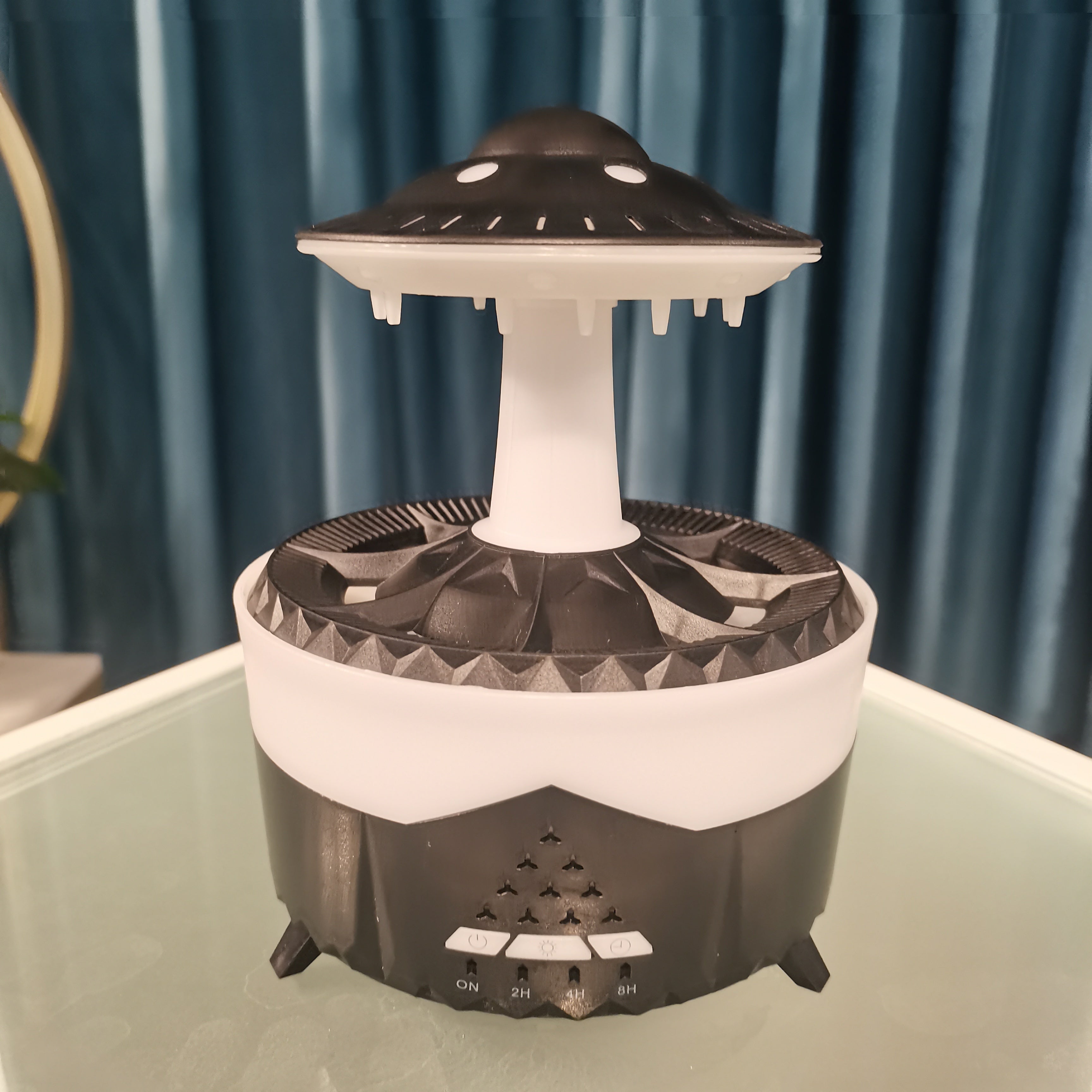 UFO Raindrop Humidifier & Aroma Diffuser, 350ml Ultrasonic with 7-Color LED