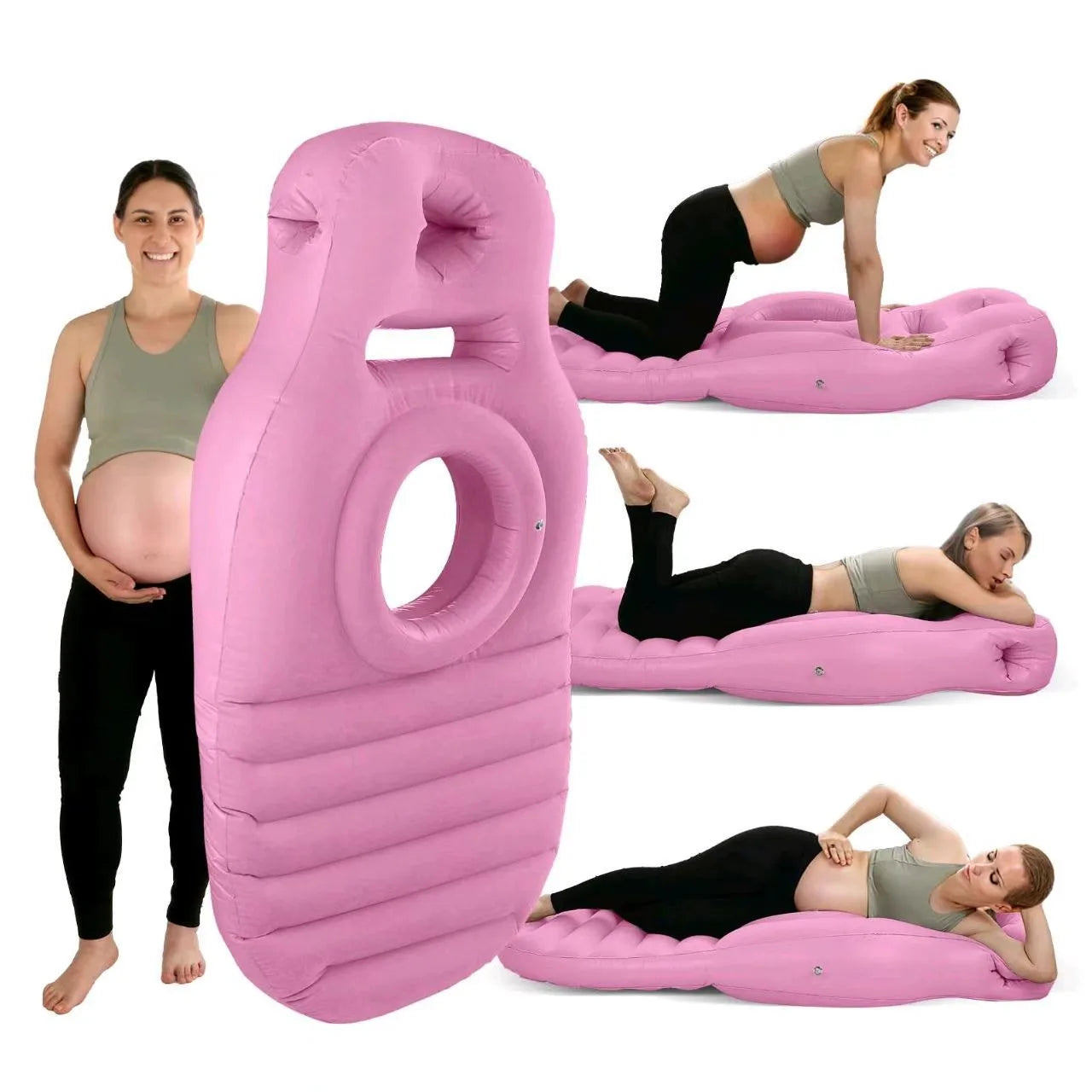Inflatable Maternity Yoga & Sleeping Pillow Mat with Belly Hole – PVC for Home, Gym & Exercise