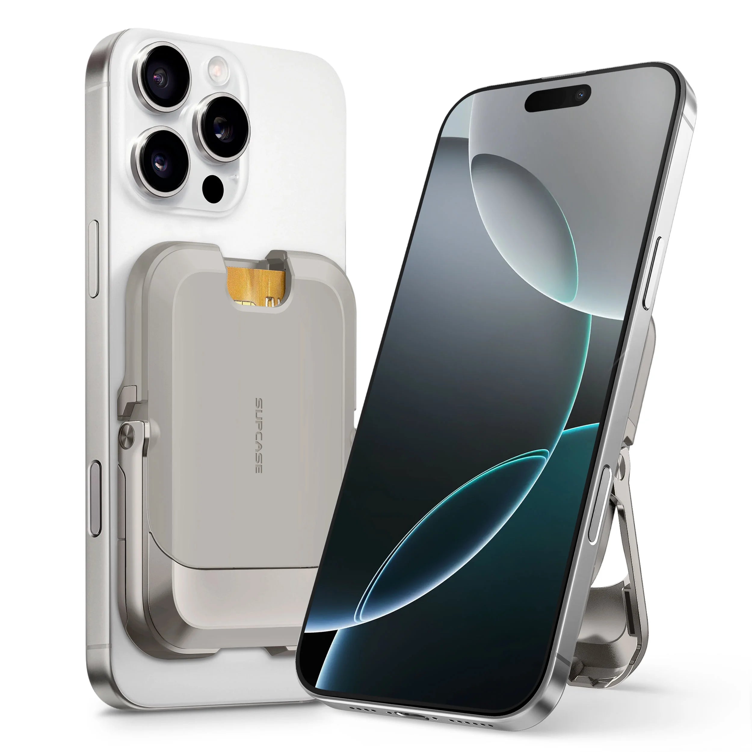 MagSafe Wallet with Stand, RFID Blocking Card Holder, Strong Magnetic Lock, Fits iPhone 12–16, Gray