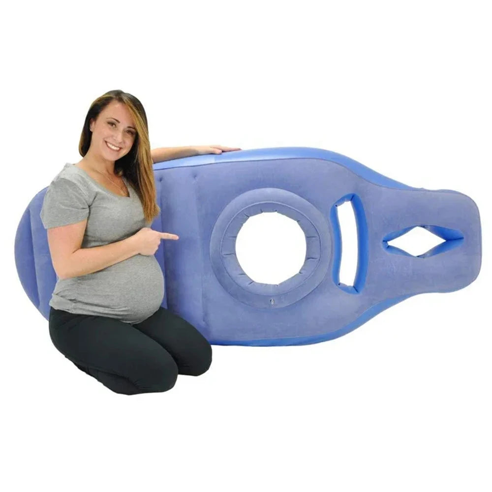 Inflatable Maternity Yoga & Sleeping Pillow Mat with Belly Hole – PVC for Home, Gym & Exercise