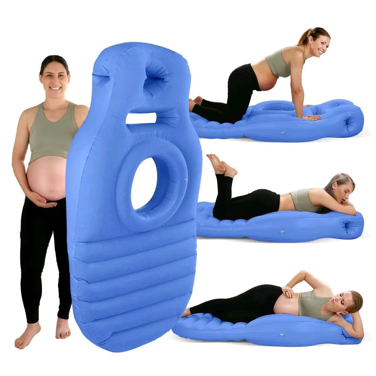 Inflatable Maternity Yoga & Sleeping Pillow Mat with Belly Hole – PVC for Home, Gym & Exercise