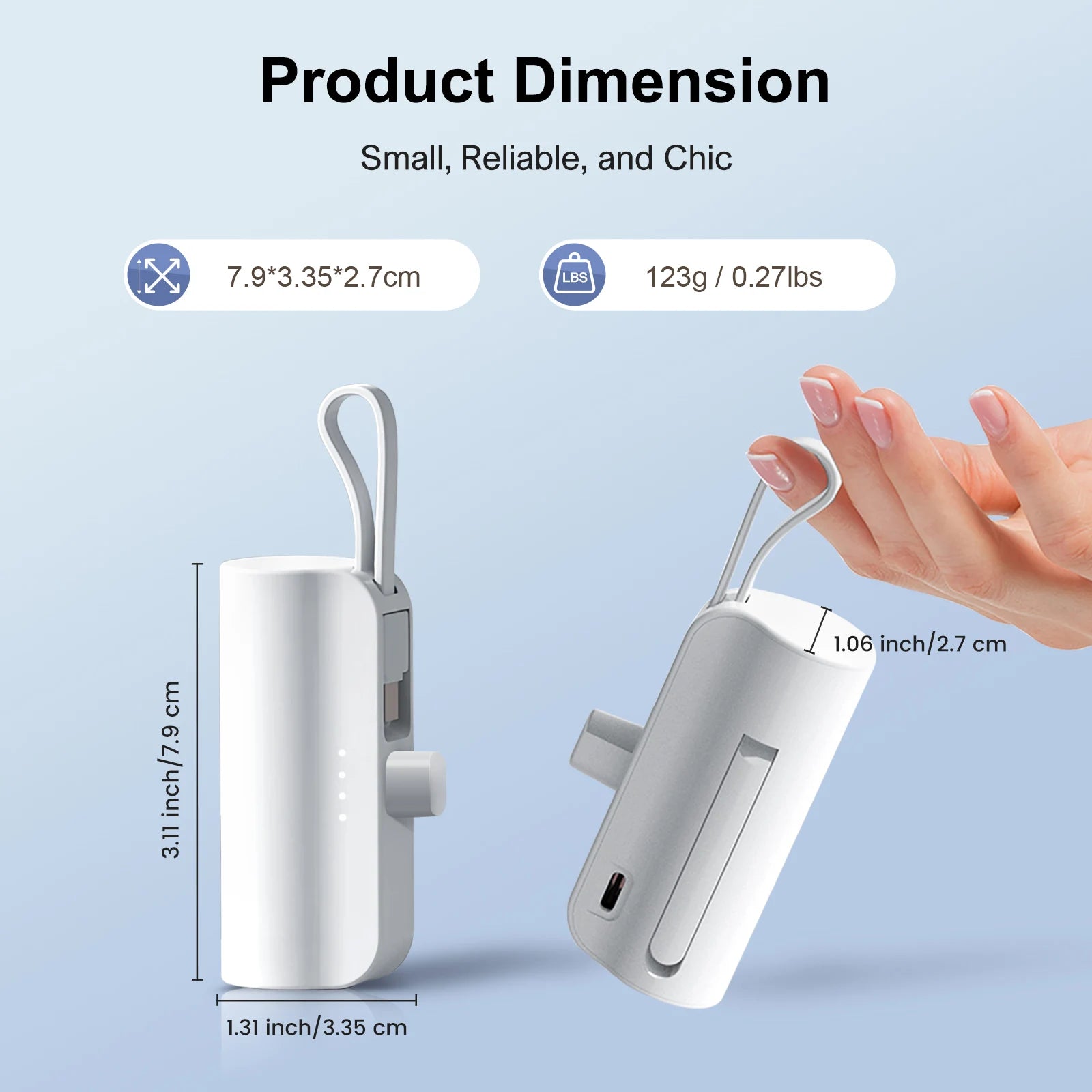 Mini Power Bank Portable 4500Mah Power Phone Charger Capsule Dual USB-C Ports for Iphone16/ 15/15 Plus/15 Pro/15 Pro Max/Android