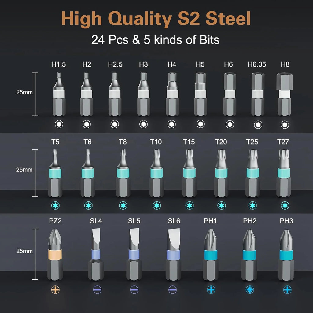 24 in 1 Magnetic Ratchet Screwdriver Set Tool Precision Screwdriver Kit