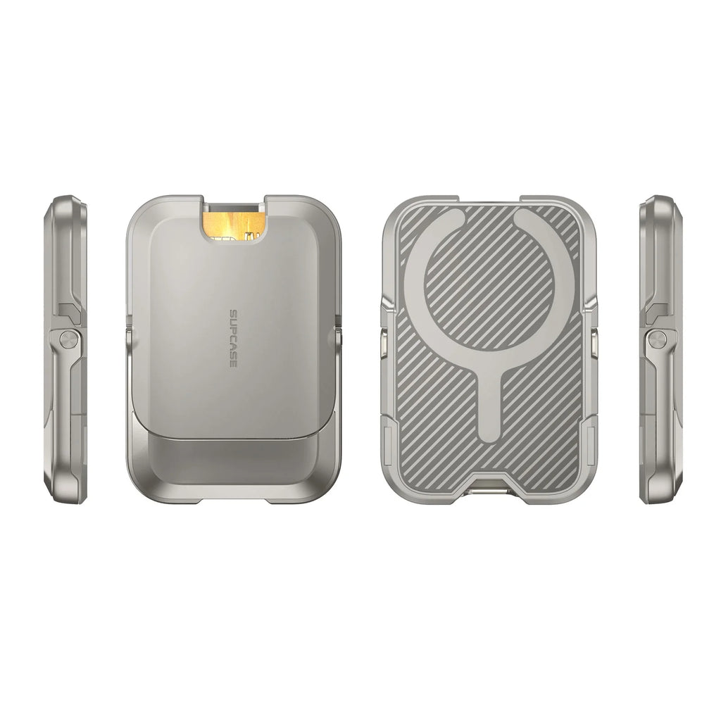 MagSafe Wallet with Stand, RFID Blocking Card Holder, Strong Magnetic Lock, Fits iPhone 12–16, Gray