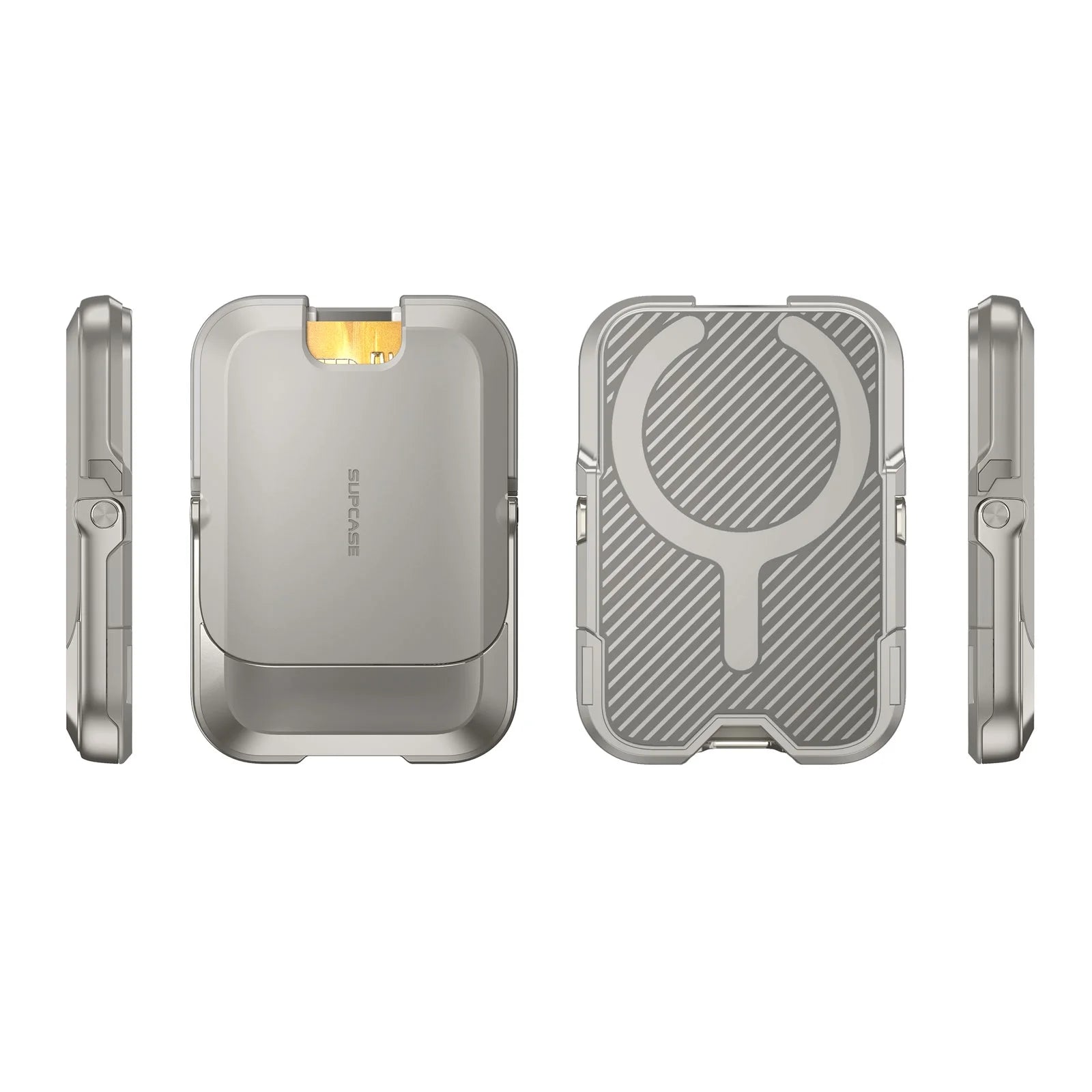 MagSafe Wallet with Stand, RFID Blocking Card Holder, Strong Magnetic Lock, Fits iPhone 12–16, Gray