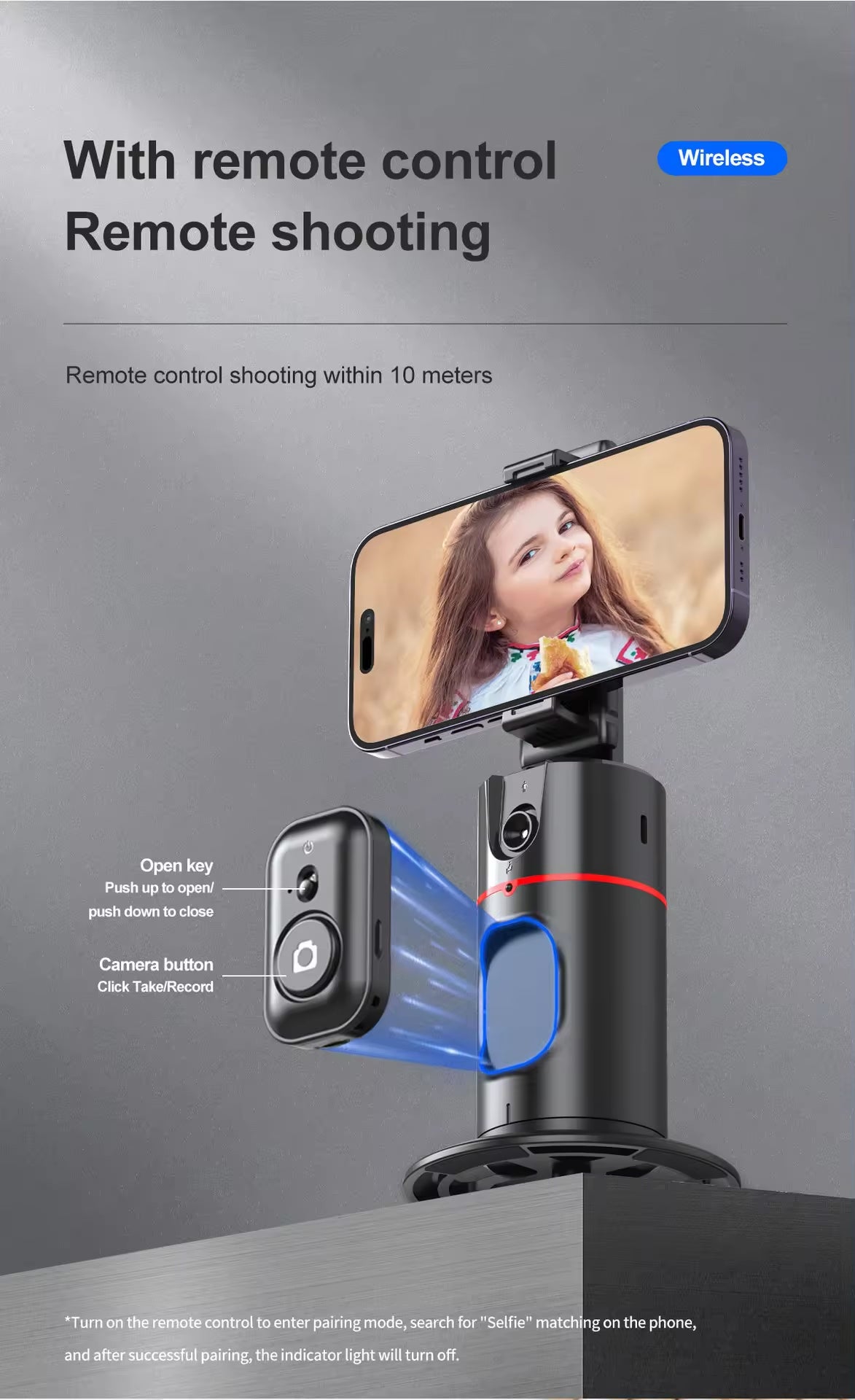 Innotech SC Extendable Auto Face Tracking Tripod with 360-Degree Rotation, Featuring Both Auto and Manual Control for Smart Cameraman Shooting in Video, Vlogging, and Live Streaming
