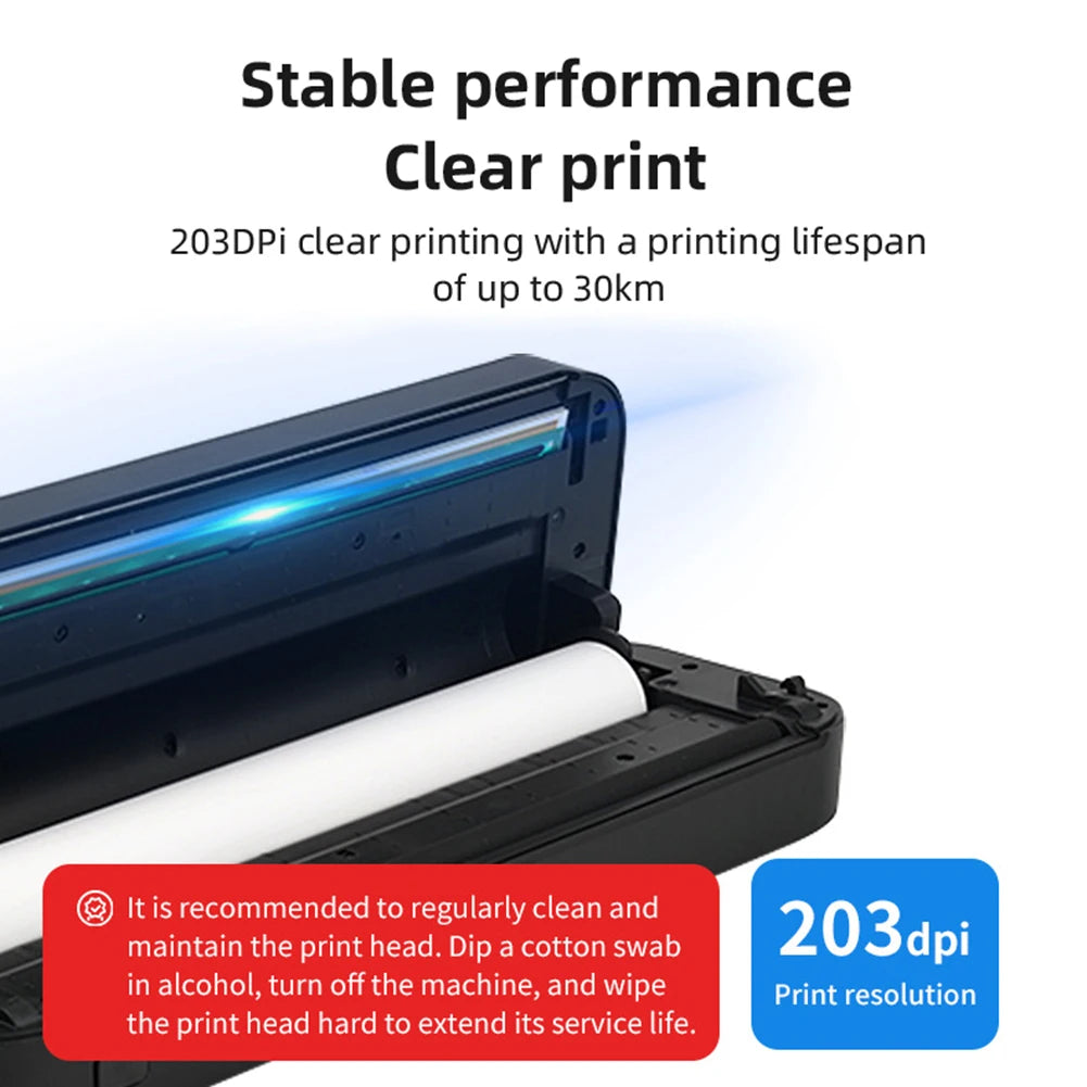 A4 Portable Inkless Thermal Printer with Paper, Bluetooth Mobile Home Printer
