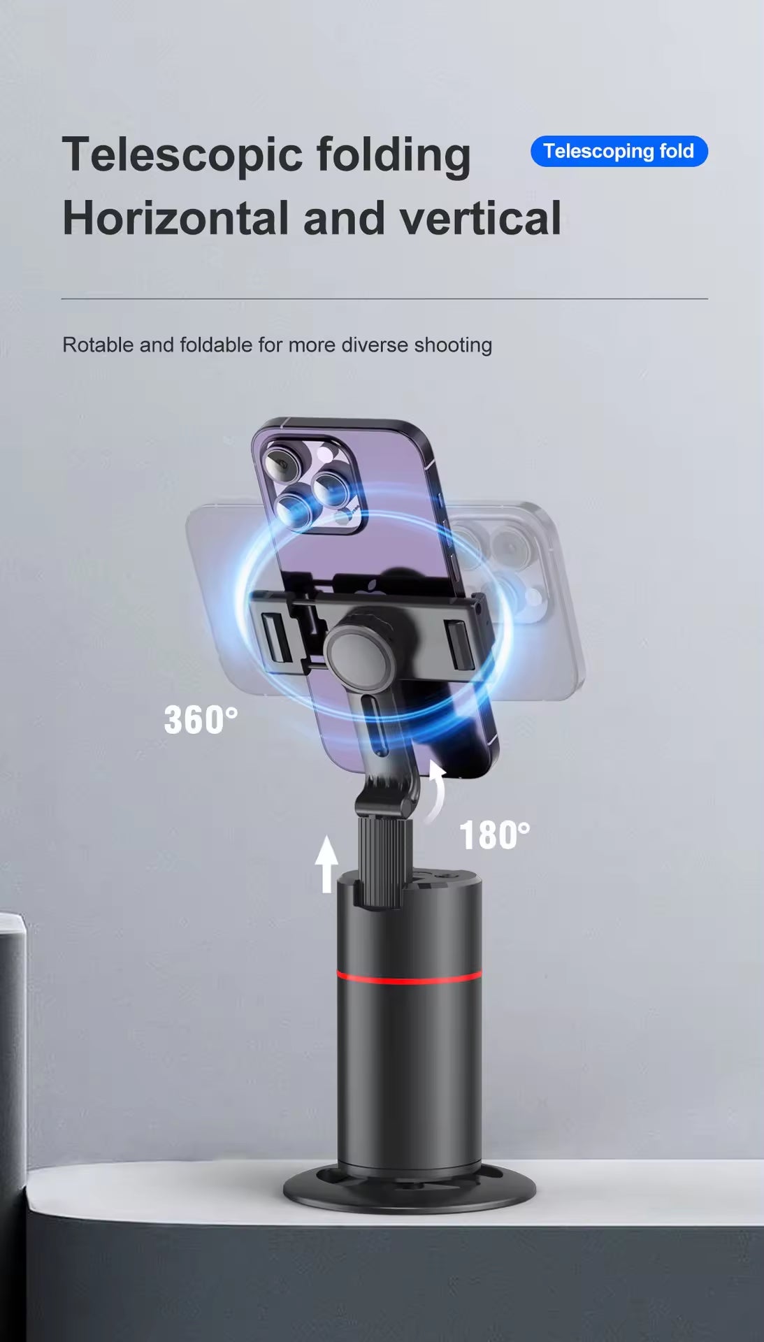 Innotech SC Extendable Auto Face Tracking Tripod with 360-Degree Rotation, Featuring Both Auto and Manual Control for Smart Cameraman Shooting in Video, Vlogging, and Live Streaming