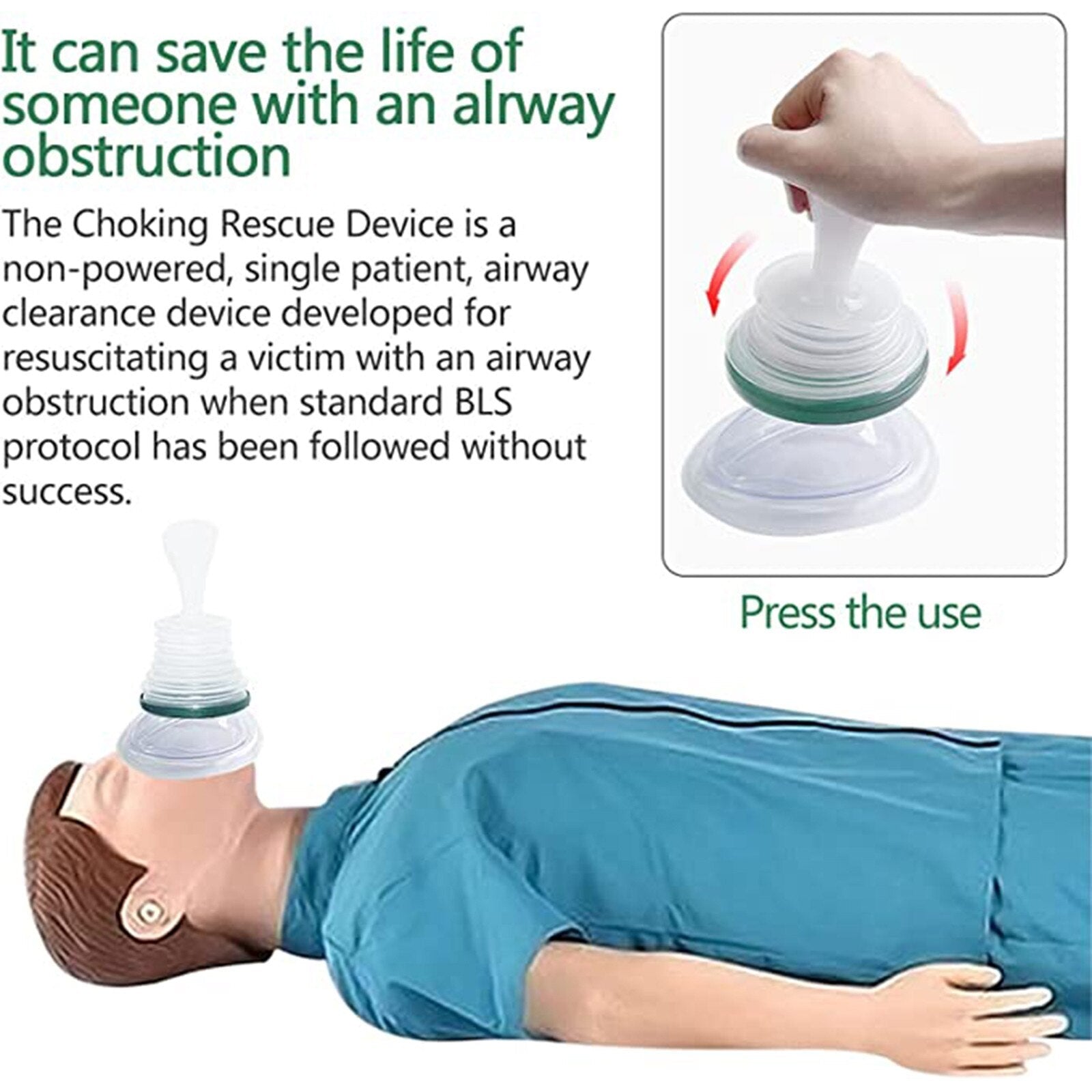 Portable Choking Rescue & CPR First Aid Kit – For Adults & Children, Travel/Home Use