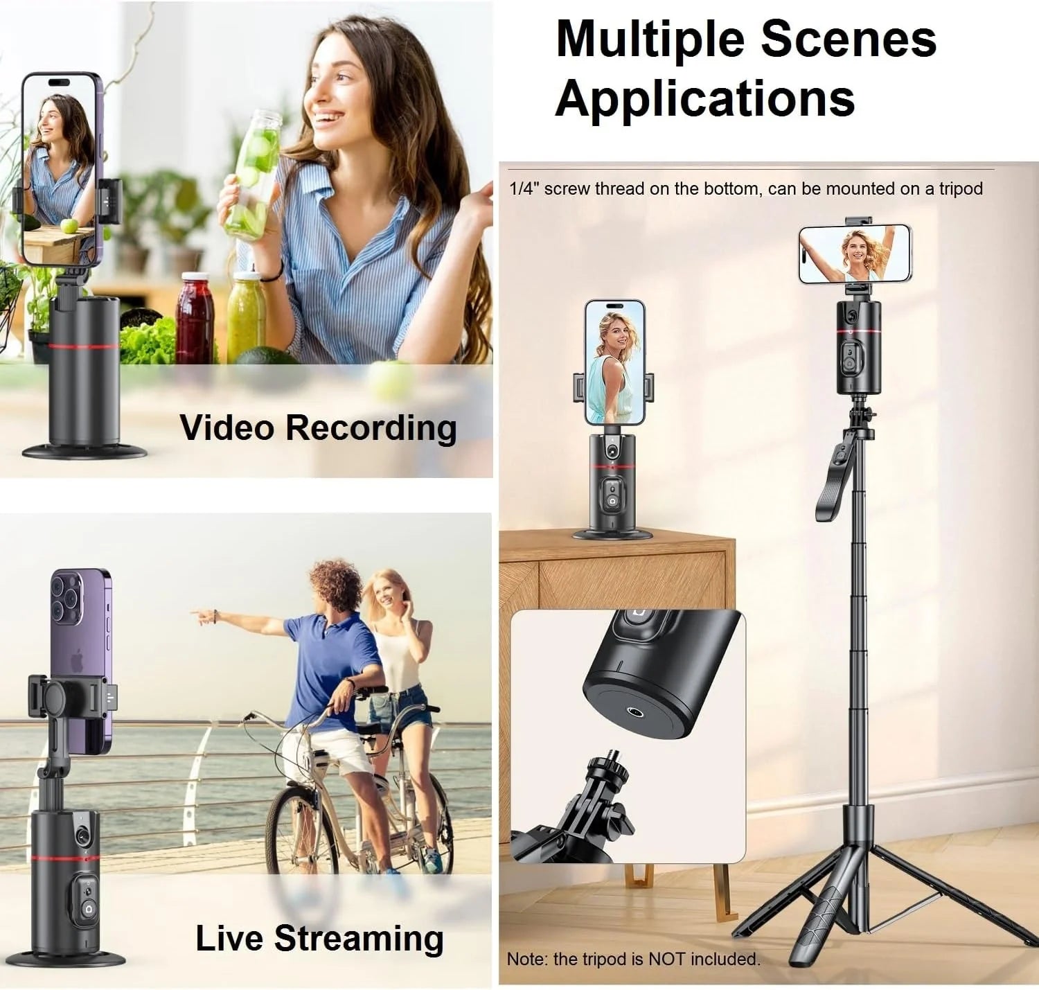 Innotech SC Extendable Auto Face Tracking Tripod with 360-Degree Rotation, Featuring Both Auto and Manual Control for Smart Cameraman Shooting in Video, Vlogging, and Live Streaming
