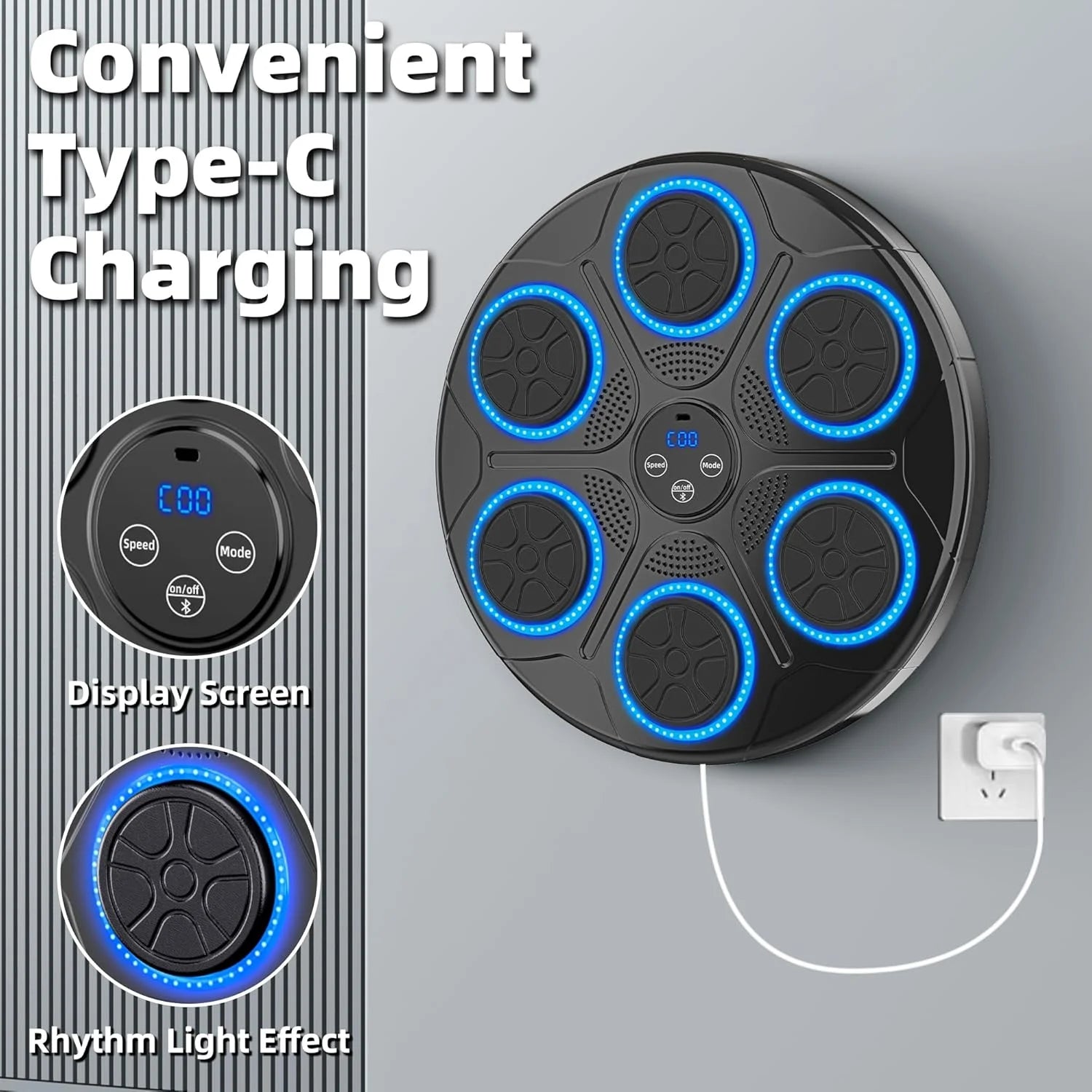 Upgraded Adults Smart Music Boxing Machine, Electronic Boxing Machine with Boxing Gloves, Boxing Music Fitness Machine with Smart Display, Smart Boxing Machine Wall-Mounted Music for Home and Gym