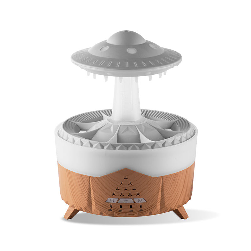 UFO Raindrop Humidifier & Aroma Diffuser, 350ml Ultrasonic with 7-Color LED
