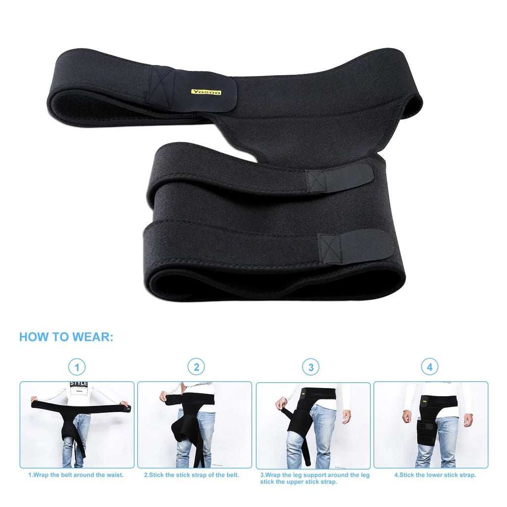 Adjustable Hip & Thigh Compression Sleeve – Neoprene Support for Sports, Running, Groin & Hip Pain Relief