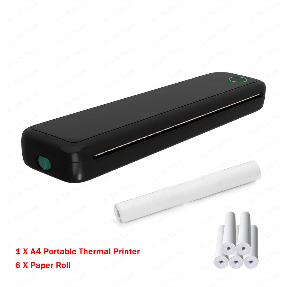 A4 Portable Inkless Thermal Printer with Paper, Bluetooth Mobile Home Printer