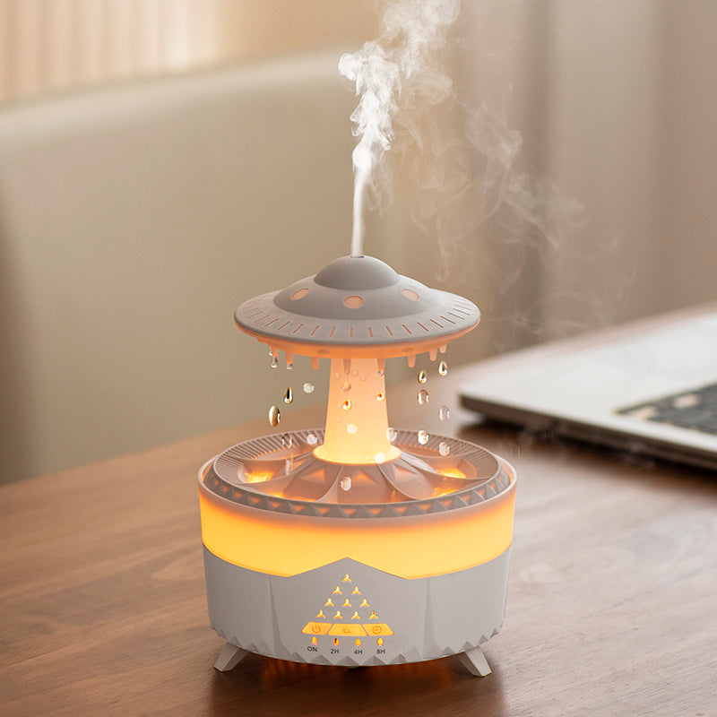 UFO Raindrop Humidifier & Aroma Diffuser, 350ml Ultrasonic with 7-Color LED