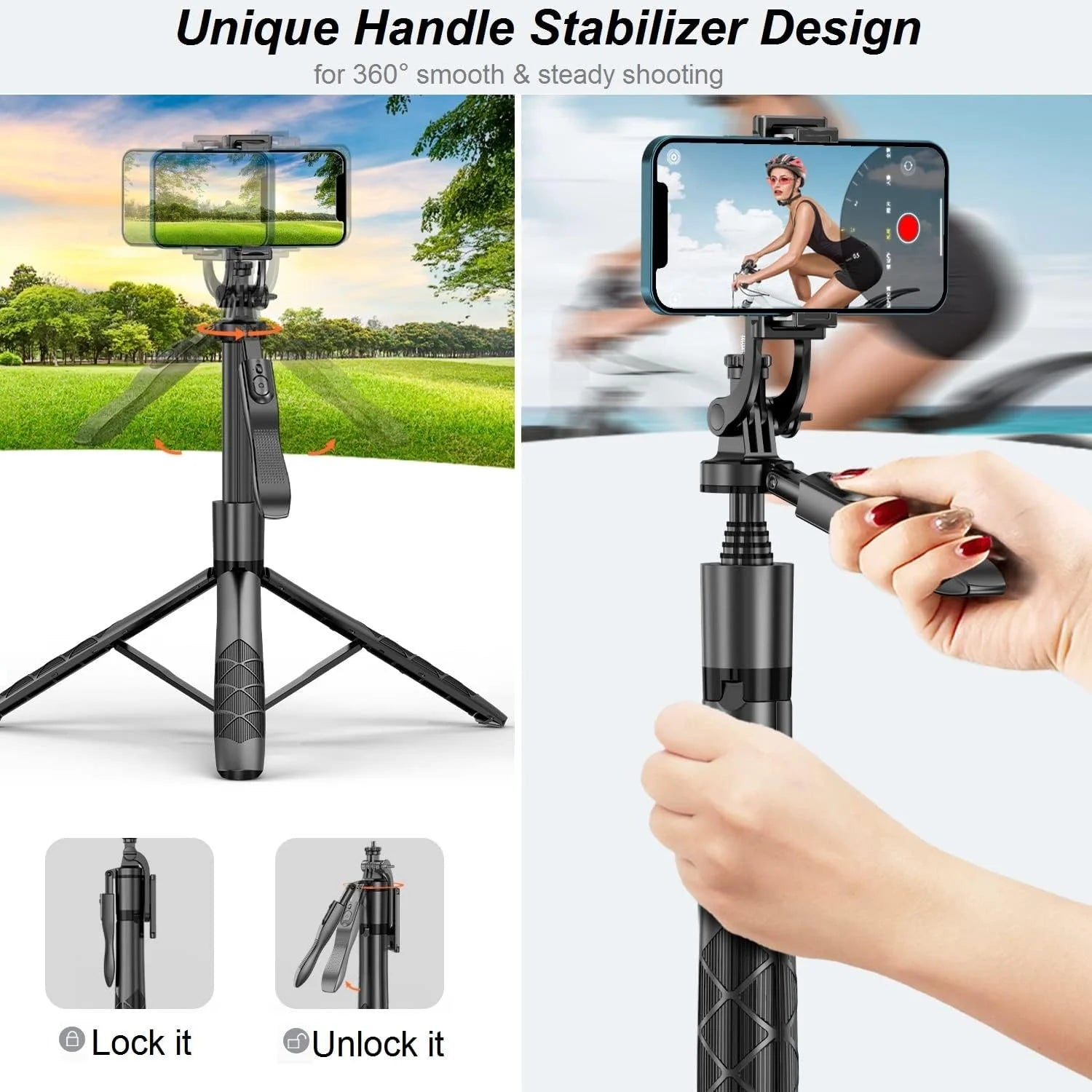 Innotech SC Extendable Auto Face Tracking Tripod with 360-Degree Rotation, Featuring Both Auto and Manual Control for Smart Cameraman Shooting in Video, Vlogging, and Live Streaming