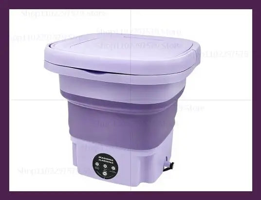 Foldable Mini Washing Machine with Spin Dryer – Portable washer for socks & underwear, compact design with EU plug.