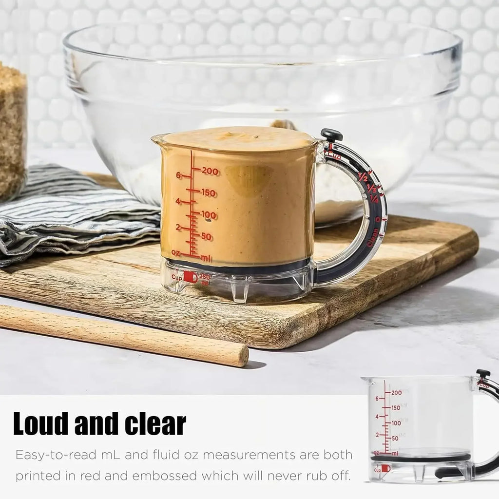 Newest 4-in-1 Adjustable Measuring Cup – Multi-Function, Space-Saving, Easy to Clean, No Waste.