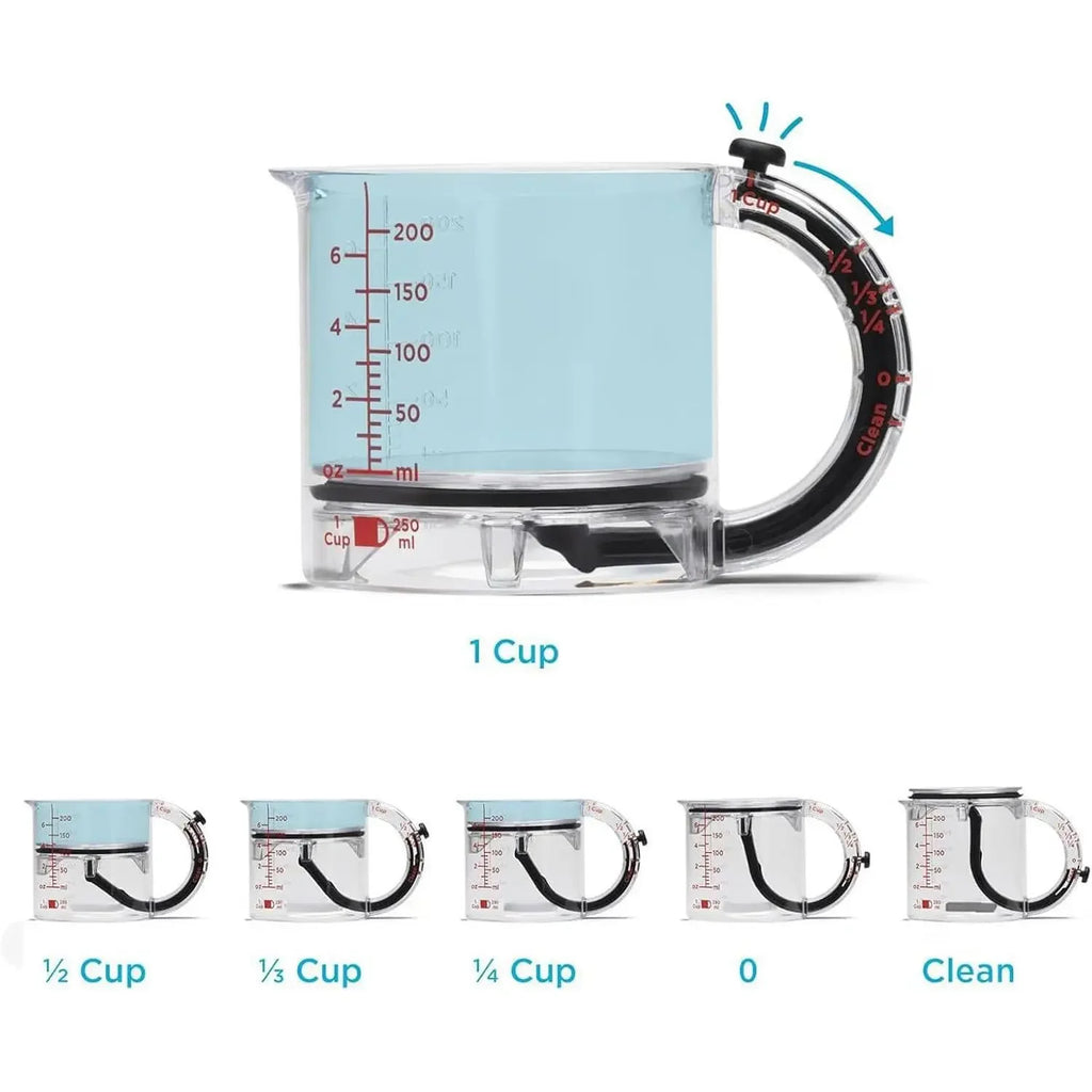 Newest 4-in-1 Adjustable Measuring Cup – Multi-Function, Space-Saving, Easy to Clean, No Waste.