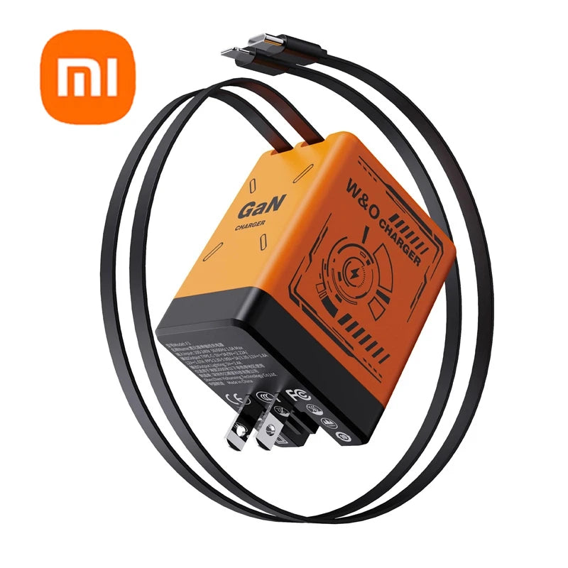 Xiaomi 120W GaN Fast Charger with Retractable Type-C/Lightning Cable.