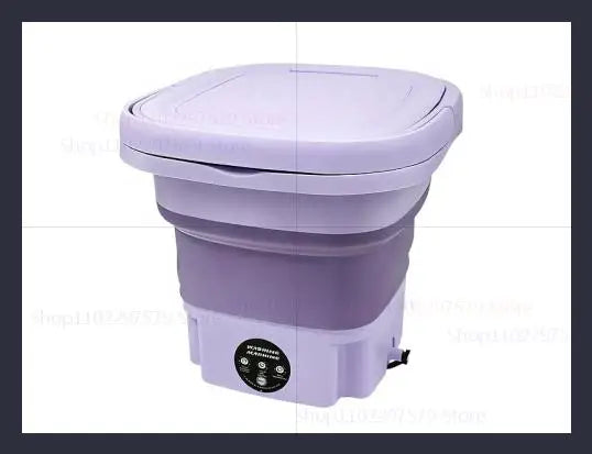 Foldable Mini Washing Machine with Spin Dryer – Portable washer for socks & underwear, compact design with EU plug.
