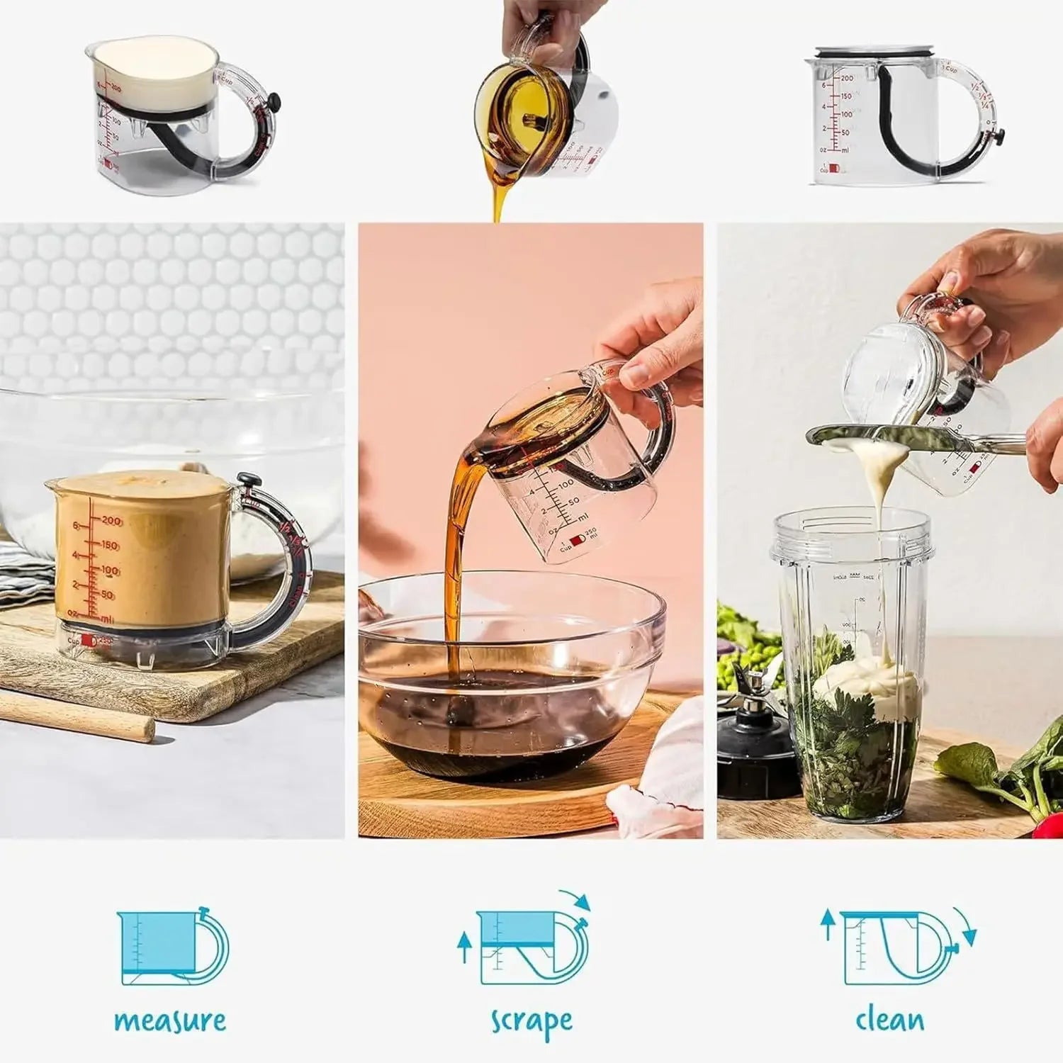 Newest 4-in-1 Adjustable Measuring Cup – Multi-Function, Space-Saving, Easy to Clean, No Waste.