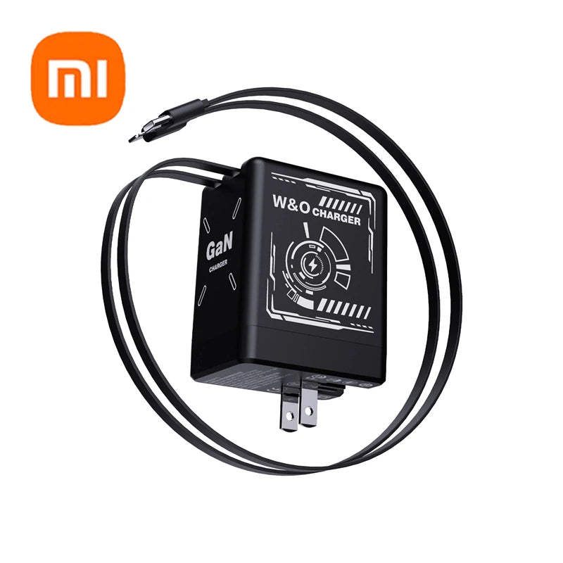 Xiaomi 120W GaN Fast Charger with Retractable Type-C/Lightning Cable.