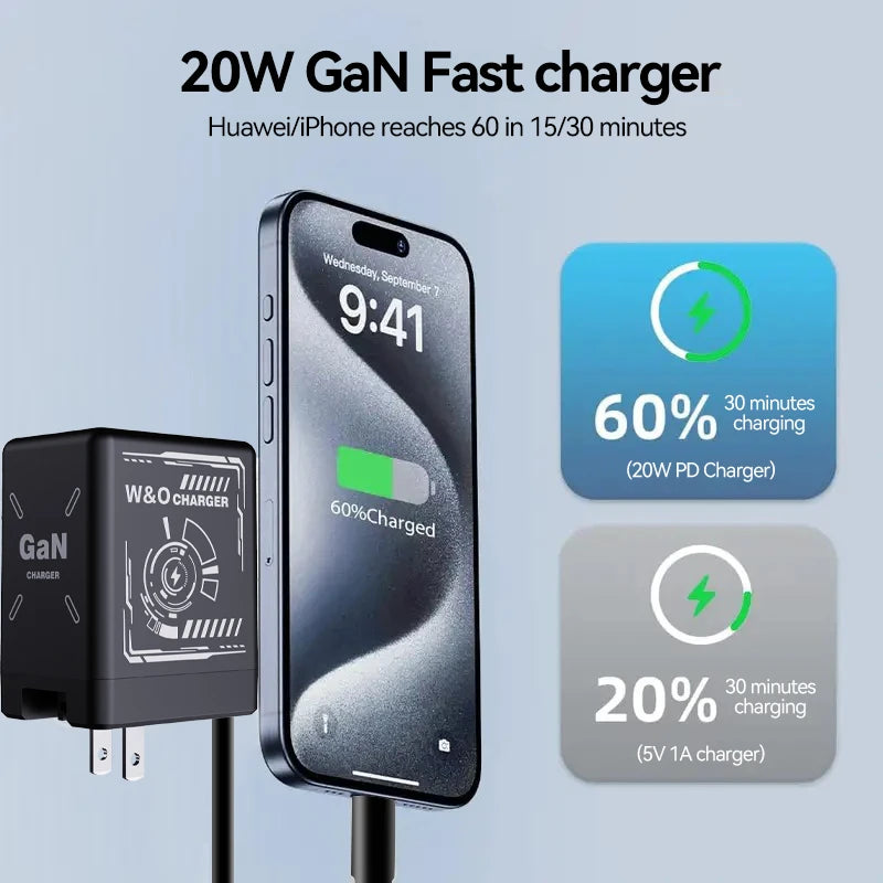 Xiaomi 120W GaN Fast Charger with Retractable Type-C/Lightning Cable.