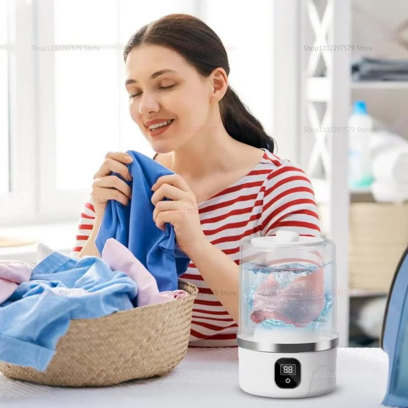 Portable Mini Washing Machine – Compact washer for dorms, travel, camping, hotels & apartments, easy clothes cleaning.