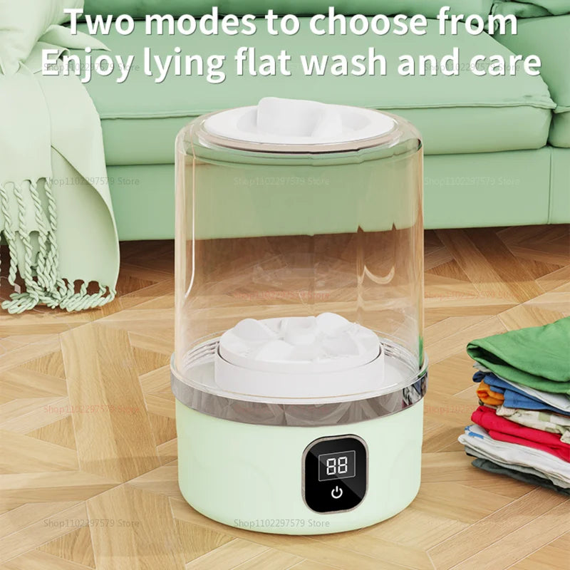 Portable Mini Washing Machine – Compact washer for dorms, travel, camping, hotels & apartments, easy clothes cleaning.
