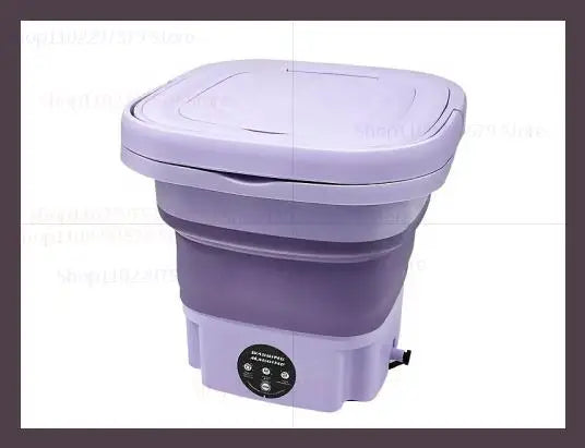 Foldable Mini Washing Machine with Spin Dryer – Portable washer for socks & underwear, compact design with EU plug.