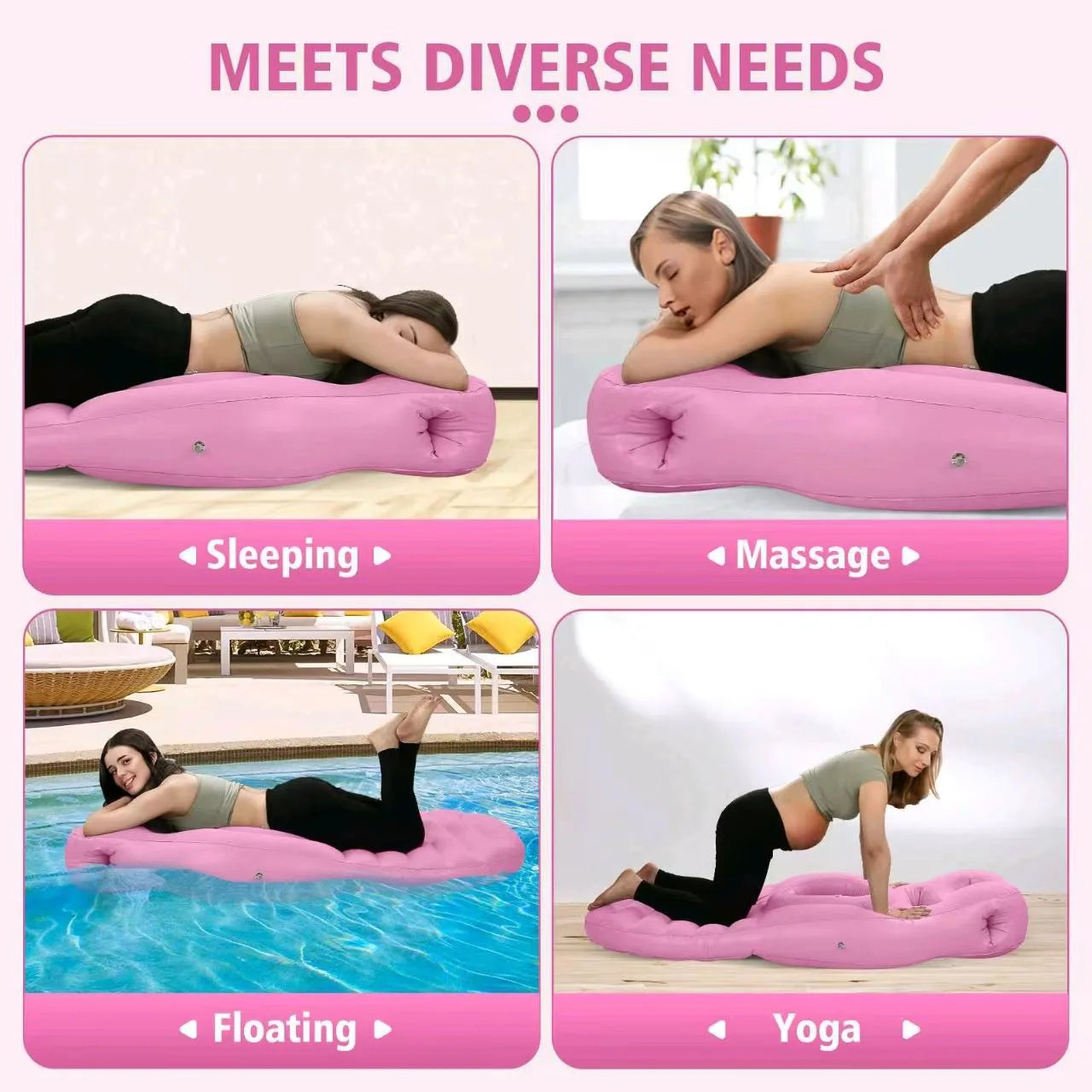 Inflatable Maternity Yoga & Sleeping Pillow Mat with Belly Hole – PVC for Home, Gym & Exercise
