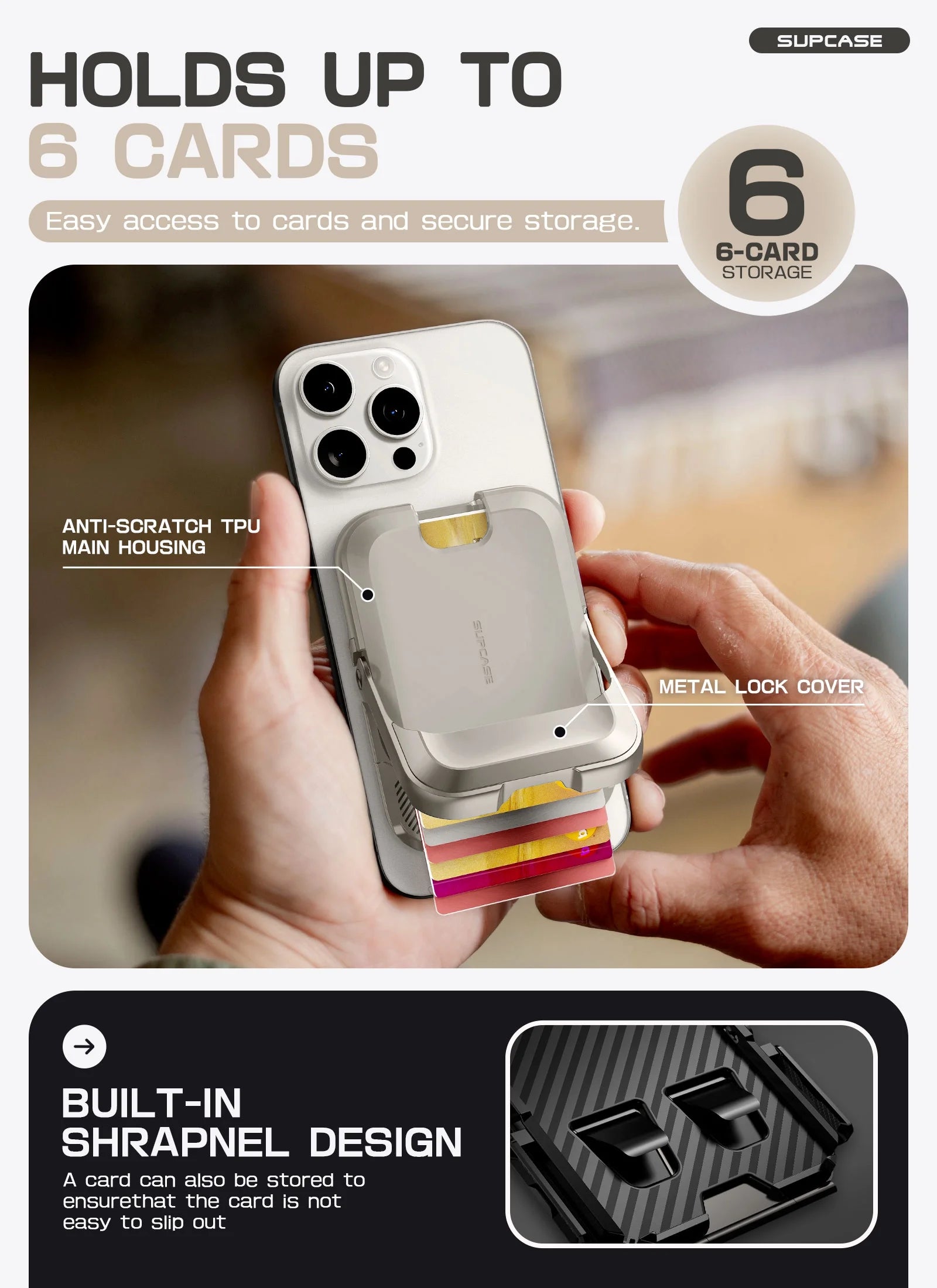 MagSafe Wallet with Stand, RFID Blocking Card Holder, Strong Magnetic Lock, Fits iPhone 12–16, Gray