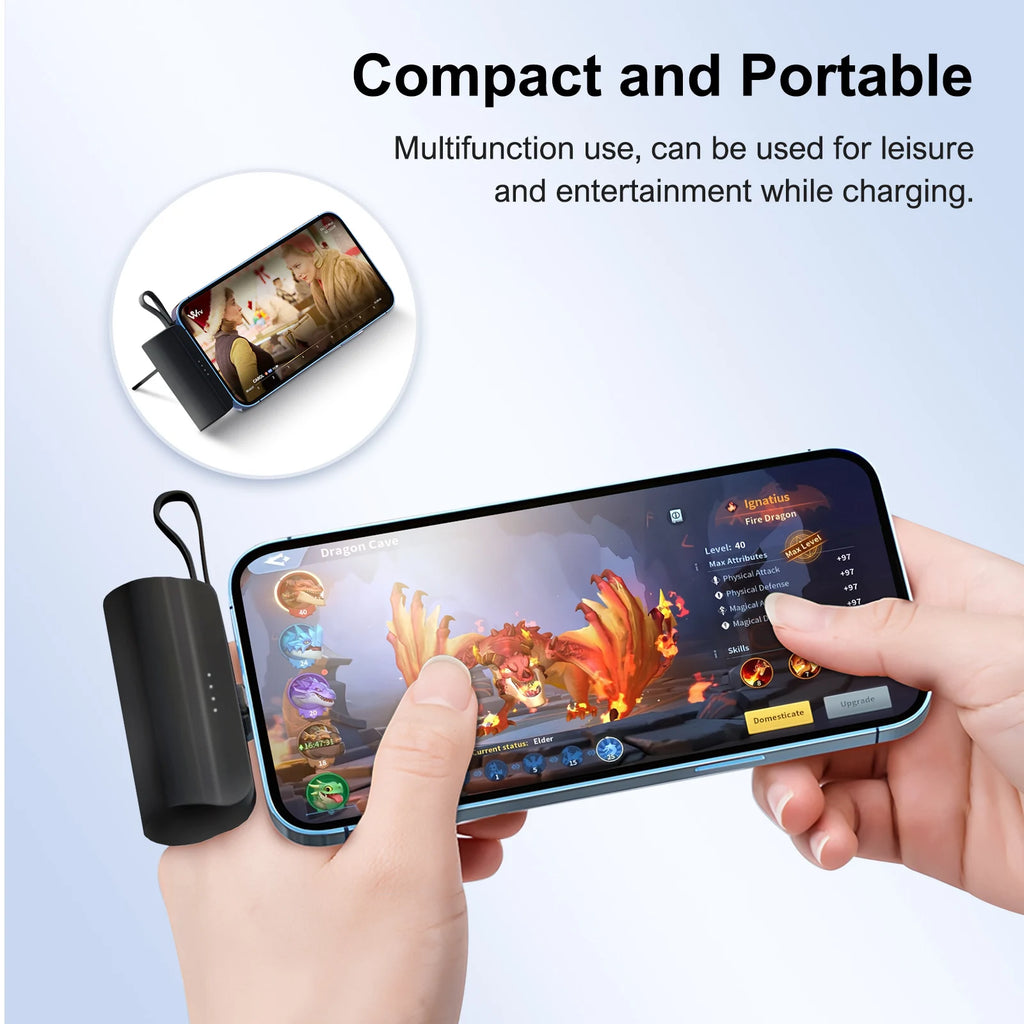 Mini Power Bank Portable 4500Mah Power Phone Charger Capsule Dual USB-C Ports for Iphone16/ 15/15 Plus/15 Pro/15 Pro Max/Android