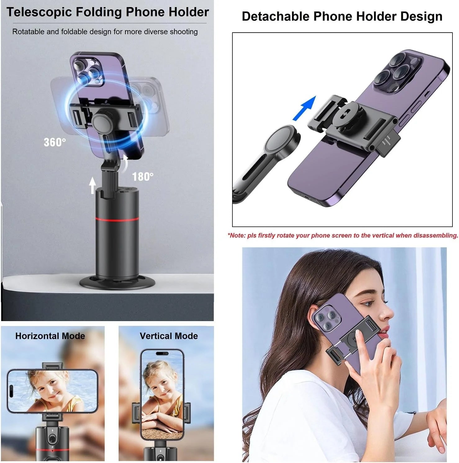 Innotech SC Extendable Auto Face Tracking Tripod with 360-Degree Rotation, Featuring Both Auto and Manual Control for Smart Cameraman Shooting in Video, Vlogging, and Live Streaming
