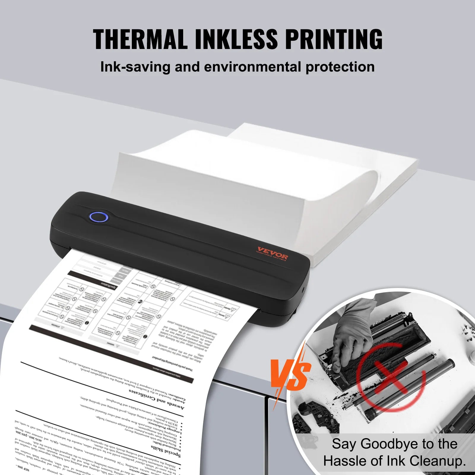 Portable Bluetooth Inkless A4/A5 Thermal Printer – 2600mAh, Multi-System Compatible for Home/Office