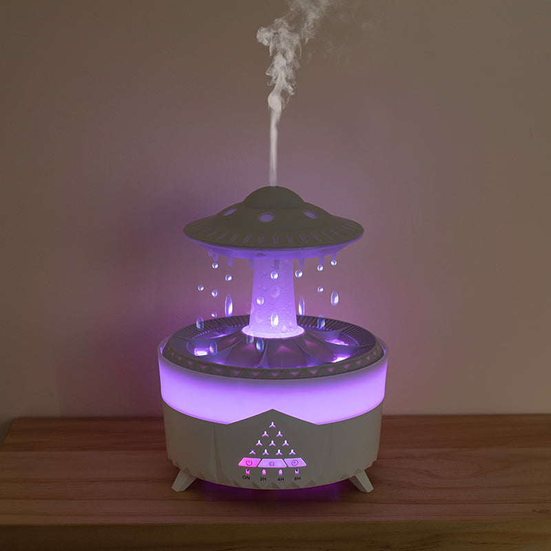UFO Raindrop Humidifier & Aroma Diffuser, 350ml Ultrasonic with 7-Color LED