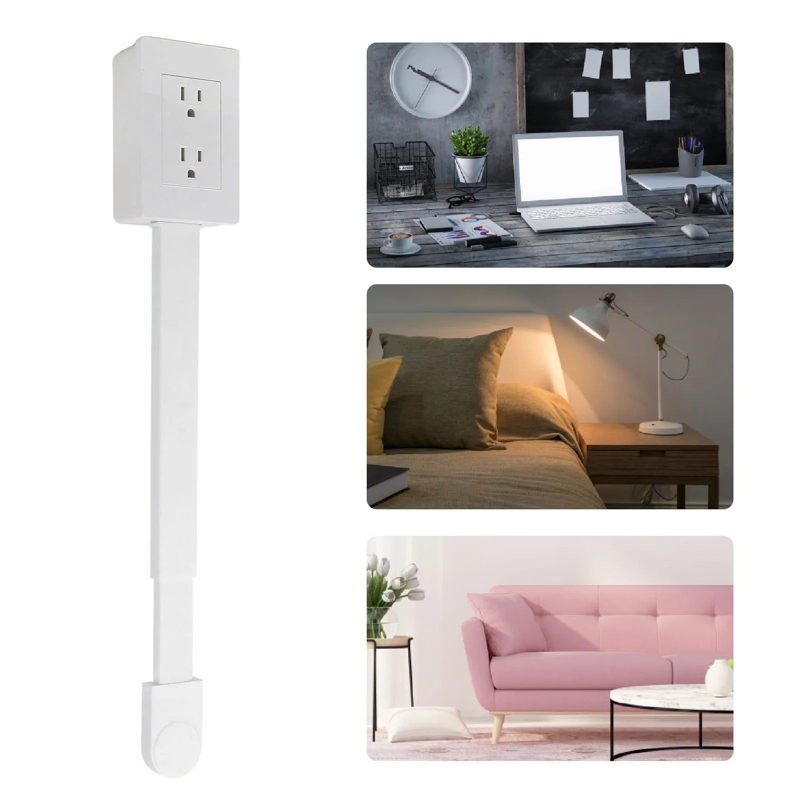 Rotatable Power Outlet Extender with 2 AC, USB-A & USB-C